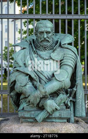 Rochus Quirinus Comte de Lynar, statue à Luebbenau, Spreewald, Brandebourg, Allemagne Banque D'Images