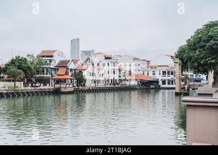 Melaka, Malaisie - 9 juillet 2023 la vieille ville de Malacca et la rivière Malacca. Site du patrimoine mondial de l'UNESCO en Malaisie Banque D'Images