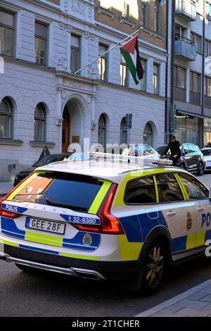 Stockholm, Suède. 12 octobre 2023. Ambassade de l'Etat de Palestine dans le centre de Stockholm, Suède, le 12 octobre 2023.photo : Janerik Henriksson/TT/code 10010 crédit : TT News Agency/Alamy Live News Banque D'Images