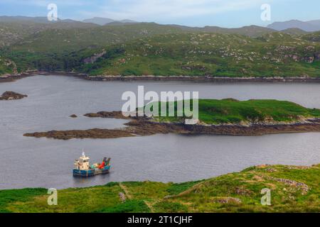 Vues de la baie Badcall à Sutherland, en Écosse. Banque D'Images