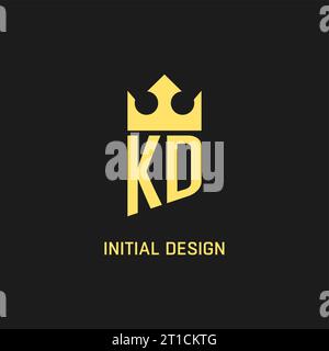 Forme de couronne de bouclier de logo de monogramme KD, graphique vectoriel de style de logo initial élégant et luxueux Illustration de Vecteur