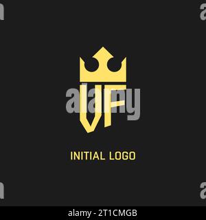 Forme de couronne de bouclier de logo VF de monogramme, graphique vectoriel de style de logo initial élégant et luxueux Illustration de Vecteur