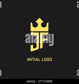 Forme de couronne de bouclier de logo de monogramme JF, graphique vectoriel de style de logo initial élégant et luxueux Illustration de Vecteur