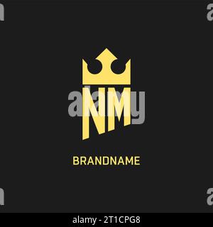 Forme de couronne de bouclier de logo NM DE monogramme, graphique vectoriel de style de logo initial élégant et luxueux Illustration de Vecteur