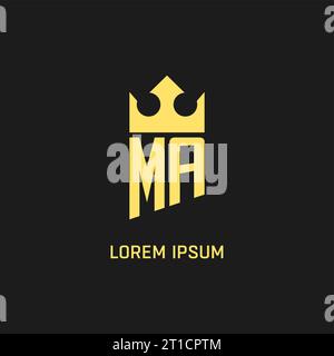 Forme de couronne de bouclier de logo de Monogram ma, graphique vectoriel de style de logo initial élégant et luxueux Illustration de Vecteur