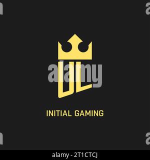Forme de couronne de bouclier de logo UL de monogramme, graphique vectoriel de style de logo initial élégant et luxueux Illustration de Vecteur