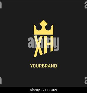 Forme de couronne de bouclier de logo Monogram XH, graphique vectoriel de style logo initial élégant et luxueux Illustration de Vecteur