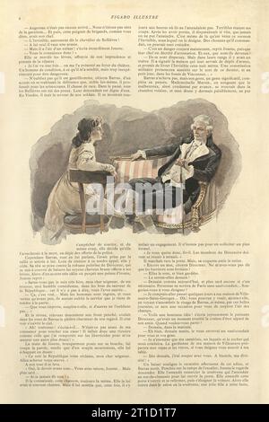 Illustration vintage pour l'histoire Josette Marsin par Ernest Daudet, Jeune femme et homme parlant, style 18e siècle, Romance française Banque D'Images