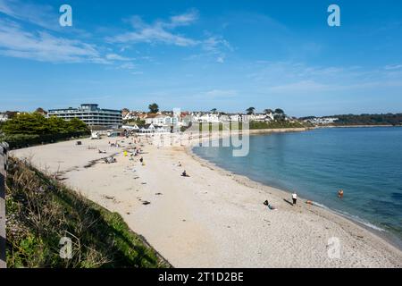 Plage de Gyllyngvase, Falmouth, Cornwall, UK Banque D'Images