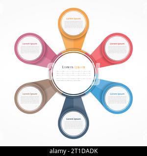 Diagramme circulaire avec six éléments, étapes ou options, un organigramme ou schéma de déroulement du modèle, eps10 vector illustration Illustration de Vecteur