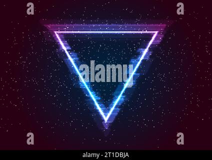 Rétro futuriste des années 80 - 90s abstrait de néon hi-tech avec ciel de galaxie et triangle d'effet de glitch. Conception d'affiche vectorielle Illustration de Vecteur