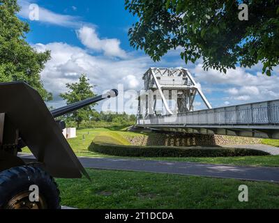 Pegasus Bridge au Memorial Pegasus Museum, Ranville, Normandie, France. Banque D'Images