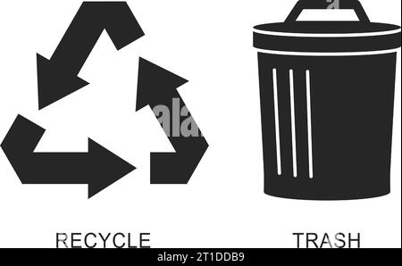 Symboles de recyclage pour les étiquettes de poubelle ou de poubelle dans le vecteur Illustration de Vecteur