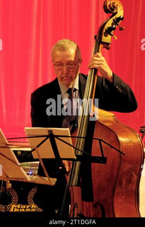 Dave Green, Art Themen Project, Battle Jazz Festival, Battle, East Sussex, juillet 2023. Banque D'Images