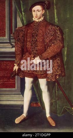 Édouard VI (1537-1553), c1552. D'après William Scrots (actif 1537-1553). Édouard VI Roi d'Angleterre et d'Irlande du 28 janvier 1547 jusqu'à sa mort le 6 juillet 1553. Édouard fut couronné le 20 février 1547 à l'âge de neuf ans. Il était le seul fils survivant d'Henri VIII et de sa troisième épouse, Jane Seymour. Banque D'Images