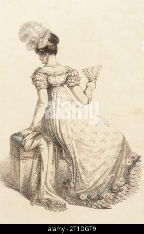 Assiette de mode (robe de soirée), 1820. Banque D'Images