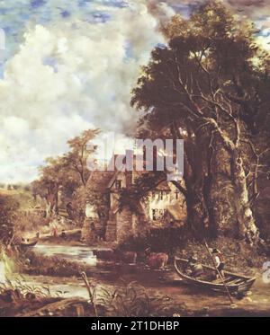 La ferme de la vallée, 1835. John Constable (1776-1837). Cette œuvre montre une vue de la maison de Willy Lott à Flatford depuis la rivière Stour, East Bergholt, Suffolk, Angleterre. Le bâtiment occupe une place importante dans d'autres œuvres de Constable, notamment le Mill Stream et le Hay Wain. Banque D'Images