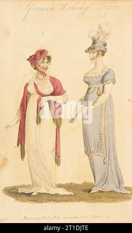 Assiette de mode (robes de marche de l'après-midi), 1808. Banque D'Images