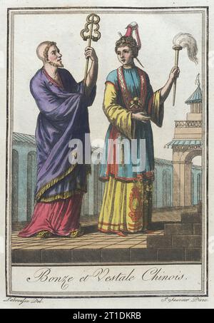 Costumes de Diff&#xe9;rents pays, 'Bonze et Vestale Chinois', c1797. Banque D'Images