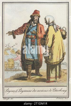 Costumes de Diff&#xe9;rents pays, 'paysan &amp ; paysanne des environs de Petersbourg', c1797. Banque D'Images