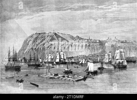 Progrès du prince de Galles en Amérique du Nord britannique - Québec, Canada est - d'après un dessin de notre artiste spécial, G. H. Andrews, 1860. Le futur roi Édouard VII visite l'Amérique du Nord. 'Ce port maritime principal et bastion de la puissance militaire en Amérique du Nord britannique est situé sur un promontoire rocheux formé par la jonction de la rue Rivers Lawrence et St. Charles, et fut pendant longtemps la capitale du Canada. Il est fortement fortifié et garnison, commandant complètement la navigation, et par les autorités militaires est déclaré imprenable... les quais, compte tenu du commerce et de la largue Banque D'Images