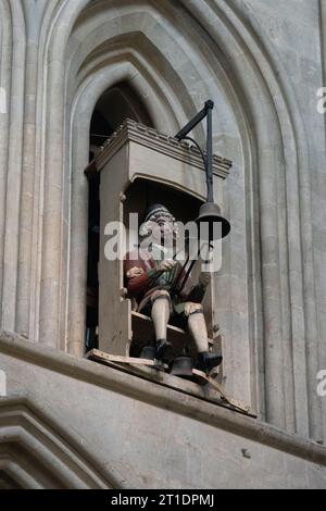 Détail de l'horloge de la cathédrale de Wells, considérée comme la deuxième horloge de travail la plus ancienne au monde, fabriquée en 1390. Date de la photo : Vendredi 21 juillet 2023 Banque D'Images