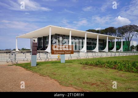 BRASILIA, BRÉSIL - 30 AOÛT 2023 : la Cour suprême fédérale (Supremo Tribunal Federal) est la plus haute juridiction du Brésil pour les questions constitutionnelles, Banque D'Images