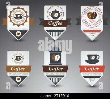 Jeu d'étiquettes de café. Vecteur Illustration de Vecteur