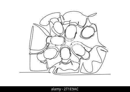 Groupe de dessin continu d'une ligne d'homme d'affaires et de femme d'affaires créant le cercle et la forme ronde comme symbole de travail d'équipe. Concept de construction d'équipe d'affaires. Banque D'Images