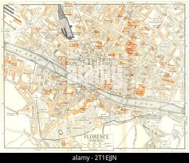 Plan de la ville DE FLORENCE. Firenze. Italie 1953 ancienne carte vintage Banque D'Images
