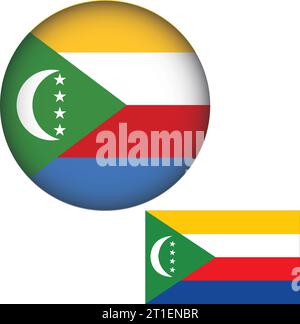 Forme ronde du drapeau des Comores Illustration de Vecteur