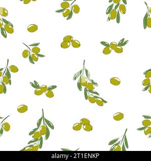 Motif vectoriel sans couture de branches d'olivier. Modèle pour papier peint, emballage, papier d'emballage, tissus, textile Illustration de Vecteur