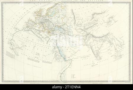 MONDE CONNU DES ANCIENS. Hérodote Ptolémée Pline Hanno. SDUK 1844 ancienne carte Banque D'Images