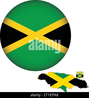 Forme ronde du drapeau jamaïcain Illustration de Vecteur