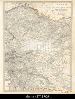 AUSTRIAN DOMINION.Bohemia Moravia Styrie Illyria Croatie Hongrie.SDUK 1844 carte Banque D'Images