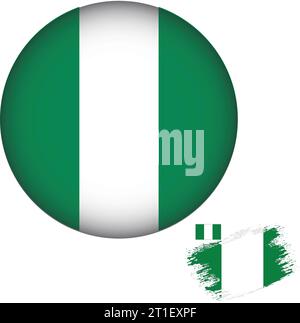 Forme ronde du drapeau nigérian Illustration de Vecteur