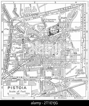 Plan de PISTOIA. Italie 1953 ancienne carte vintage Banque D'Images