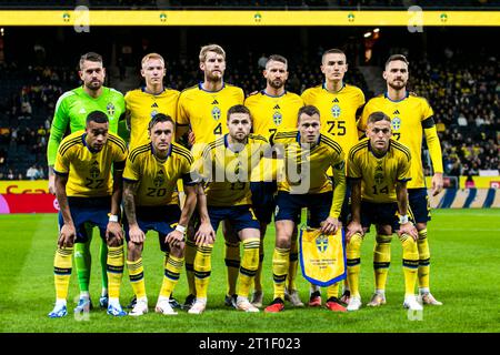 Stockholm, Suède. 12 octobre 2023. Le départ-11 de la Suède pour le match amical entre la Suède et la Moldavie à Friends Arena à Stockholm. (Crédit photo : Gonzales photo/Alamy Live News Banque D'Images