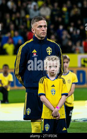 Stockholm, Suède. 12 octobre 2023. Jesper Karlsson de Suède vu lors de la rencontre amicale de football entre la Suède et la Moldavie à Friends Arena à Stockholm. (Crédit photo : Gonzales photo/Alamy Live News Banque D'Images