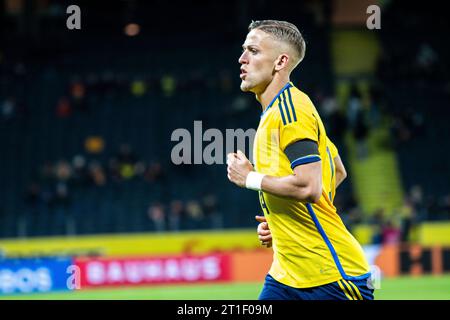 Stockholm, Suède. 12 octobre 2023. Jesper Karlsson de Suède vu lors de la rencontre amicale de football entre la Suède et la Moldavie à Friends Arena à Stockholm. (Crédit photo : Gonzales photo/Alamy Live News Banque D'Images