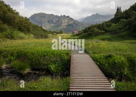 Þórsmörk destination populaire de camping et de randonnée en Islande Banque D'Images