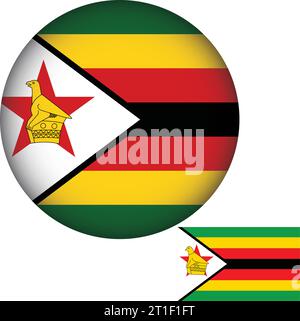 Forme ronde du drapeau du Zimbabwe Illustration de Vecteur