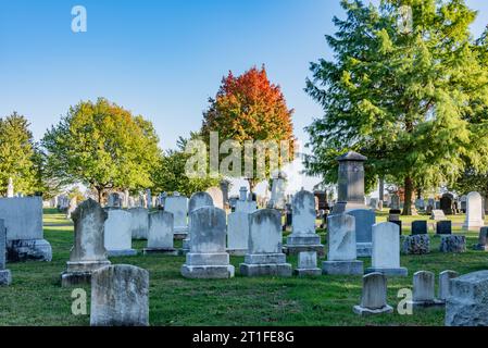 Soirée d'automne dans le cimetière, Gettysburg Pennsylvanie USA Banque D'Images