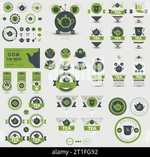 Ensemble de lables à thé. Vecteur Illustration de Vecteur
