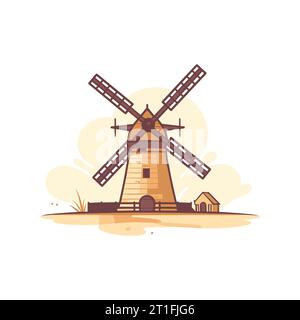 Icône Moulin à vent. Bel appartement isolé. Illustration vectorielle Illustration de Vecteur