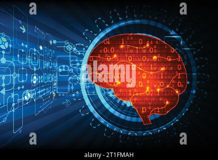 Cerveau numérique abstrait, concept technologique. Vecteur Illustration de Vecteur