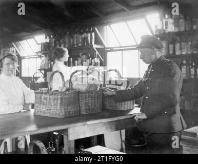 L'Edis Olive, photographe de l'IWM Women's Services en France 1919 10e de l'hôpital général. Service Général (VADs Mlle E. G. Taylor et Mme P. C. Taylor) qui travaillent dans le dispensaire. Rouen. Banque D'Images