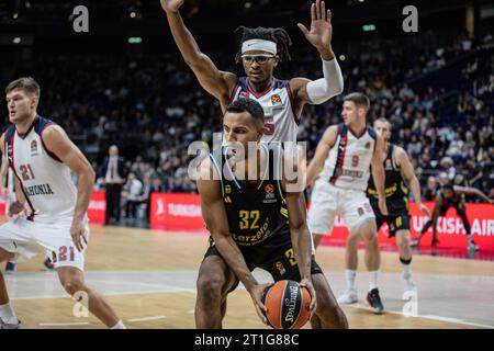 Berlin, Allemagne. 12 octobre 2023. Ziga Samar d'Alba Berlin en action lors de la ronde 2 de la saison régulière 2023/2024 de Turkish Airlines Euroleague entre Alba Berlin et Baskonia Vitoria-Gasteiz à Mercedes-Benz Arena. Score final ; Baskonia Vitoria-Gasteiz 91:86 Alba Berlin. (Photo Nicholas Muller/SOPA Images/Sipa USA) crédit : SIPA USA/Alamy Live News Banque D'Images