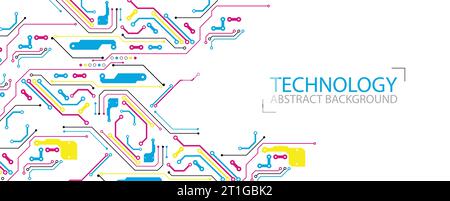 Contexte technologique abstrait avec divers éléments. Concept CMJN. Vecteur Illustration de Vecteur