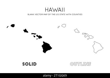 Carte Hawaii. Carte vectorielle vierge de l'État des États-Unis avec les comtés. Borders of Hawaii pour votre infographie. Illustration vectorielle. Illustration de Vecteur